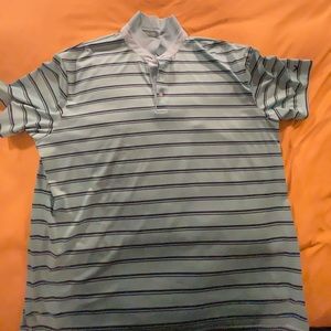 Callaway Opti-Dri men’s golf polo; turquoise w/navy blue stripes; XXL